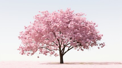 Pink blossoms bloom, painting a serene landscape, generative ai