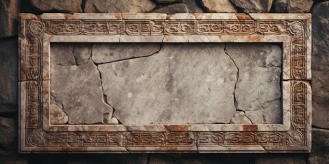 Antique stone ornament in ancient mosaic frame. © Sona
