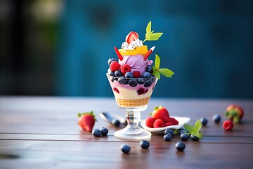 fresh berry gelato with whole berries on the side