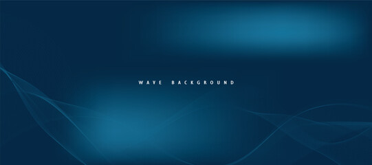 Blue background with flowing wave lines. Futuristic technology concept. Vector illustration