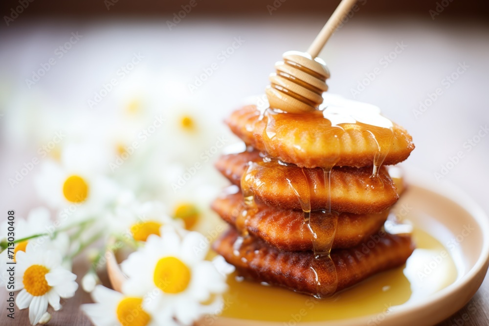 Canvas Prints close-up of madeleines stack with honey drizzle