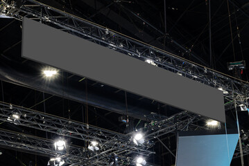 Hanging black indoor billboard with clipping path for mock up