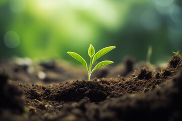 Fototapeta premium A plant sprout growing from the ground
