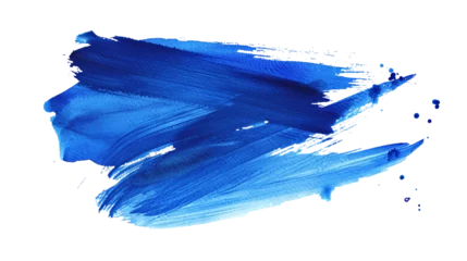 Foto op Plexiglas realistic blue paint brush strokes on transparent background. Dark blue paint line on white background., png © © Raymond Orton