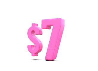 Pink Dollar 3D Number 