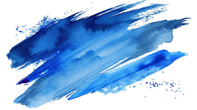 realistic blue paint brush strokes on transparent background. Dark blue paint line on white background., png