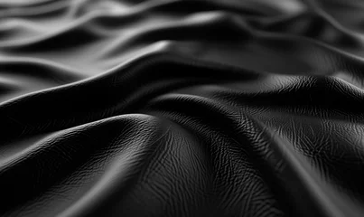 Deurstickers black leather wave background, dark luxury leather © Orod