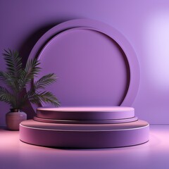 Product Showcase: 3D Empty Space Podium Mockup in Abstract Purple Style