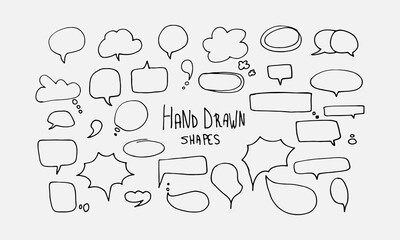 Different shapes of cute pen line doodle element hand drawn  set , vector illustration , line art sketch shapes isolate on gray for different design uses ,for print, cartoon, card, decoration, sticker