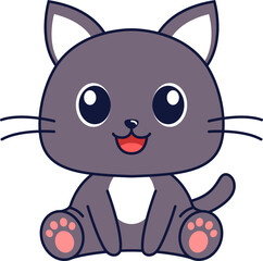 Obraz na płótnie Canvas Cute Cat Flat Colourful Cartoon Illustration