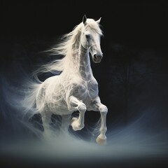 Obraz na płótnie Canvas Nice white horse spectral ghostly image Generative AI