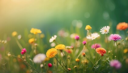 Obraz na płótnie Canvas Meadow flower decoration with soft focus light and bokeh background