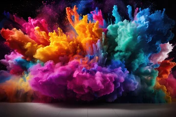 Foto op Canvas Colorful rainbow holi paint splash color powder explosion, generative ai © Phichitpon