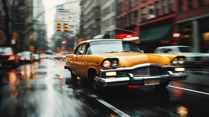 Metropolitan Melody: Yellow Cabs Amidst Urban Chaos, Generative AI