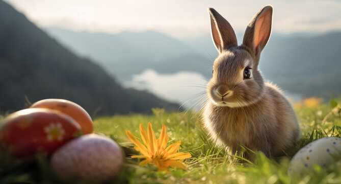 Easter Bunny Rabbit Chocolate Eggs Hunt Concept