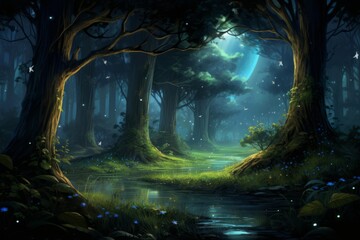 A Serene Forest Landscape With a Babbling Stream