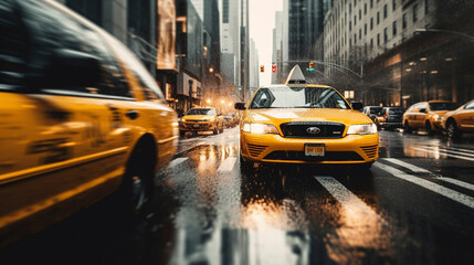 Metropolitan Melody: Yellow Cabs Amidst Urban Chaos, Generative AI