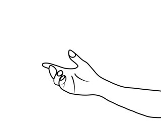 Continuous one line drawing of hand pointing at something. Vector illustration