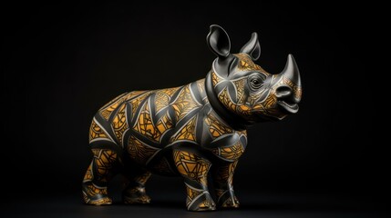 Fototapeta premium black rhinoceros isolated on black background