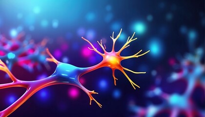 System neuron of brain with synapses.. colorful - obrazy, fototapety, plakaty