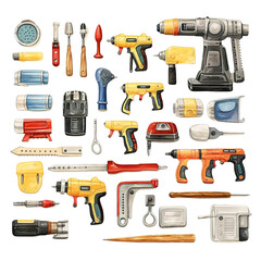 Clipart Bundle Watercolor Power Hand tools element Object and Equipment