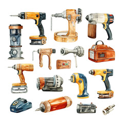 Clipart Bundle Watercolor Power Hand tools element Object and Equipment