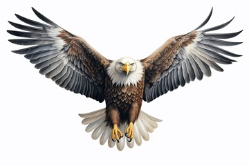 Obraz premium Eagle Soaring Through Air With Wings Spread in Majestic Flight