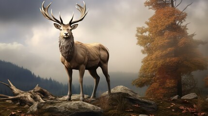 deer in the forest mountains