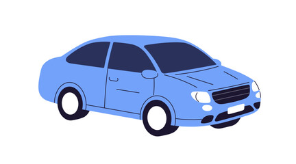 Passenger car, road vehicle. Auto motor engine wheeled transport. Abstract 2-door compact automobile model. Flat vector illustration isolated on white background