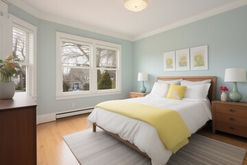 bedroom in colonial with window view of backyard