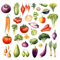 Clipart Bundle Watercolor Vegetable element Object