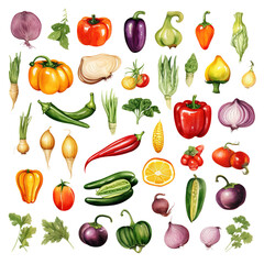 Clipart Bundle Watercolor Vegetable element Object