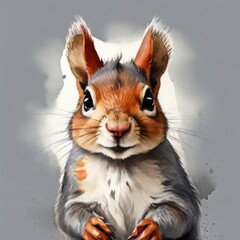 Squirrel painted in watercolor. Nature conservation concept