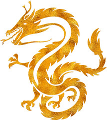 Fototapeta premium Majestic Gold Dragon - Digital Painting | Mythical Elegance.