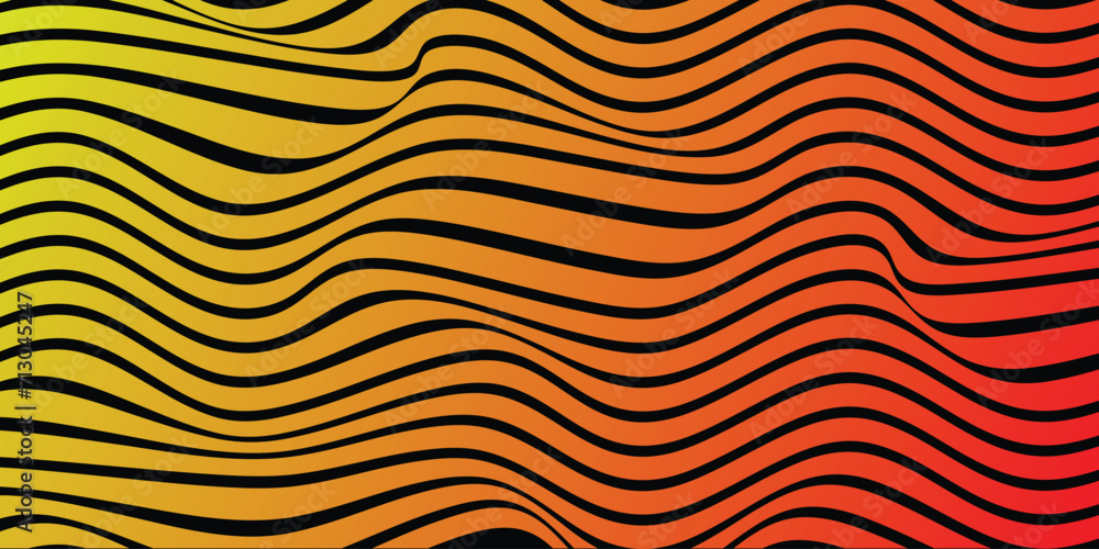 Poster abstract curved wavy lines pattern vector illustration.
