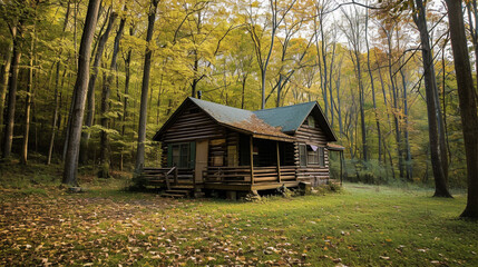 Lone cabin in the woods. Cabin Porn . Ai Generative