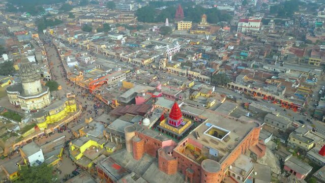 Ayodhya Drone view Shri Ram Mandir, Shri Hanuman Garhi Mandir, Lata Mangeshkar Chowk and Ram ki Paidi Ghats
