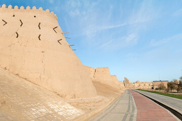 Outer Fortress Walls of Ancient City of Khiva, Khorezm Region, Uzbekistan