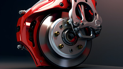 Car brakes red caliper 3D