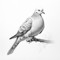 Fototapeta premium Pencil sketch cute dove drawing images Generative AI