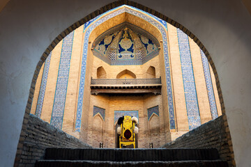 Throne hall. Itchan Kala Khiva Ichon Qala UNESCO world heritage, Khiva, Uzbekistan.
