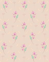 Cute hand drawn colorful artistic flowers print. Modern botanical pattern. Fashionable template for design. Cartoon style. Abstract hand drawn flower art seamless pattern illustration.