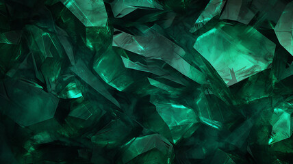Abstract background with emerald green crystals. 3d rendering, 3d illustration. - obrazy, fototapety, plakaty