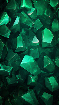 Green crystal background. Abstract crystal background. 3d render illustration.