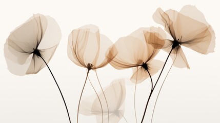 small minimalist ethereal dark botany x-ray photo, white background, windows wallpaper, Generative AI