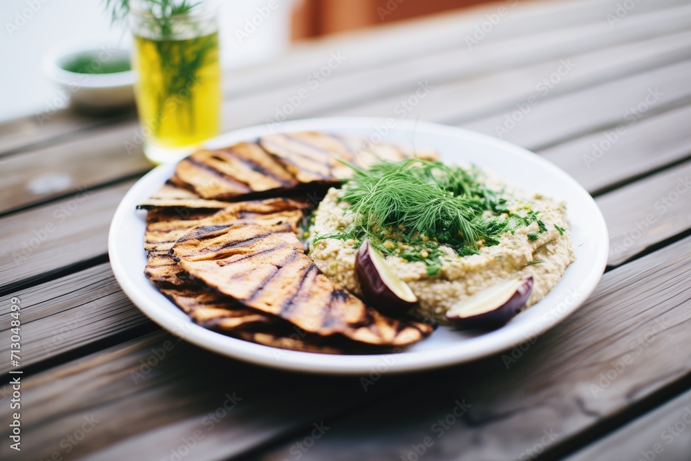 Canvas Prints smoked baba ganoush with charred eggplant skin aside