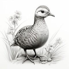 Pencil sketch cute quail drawing images Generative AI