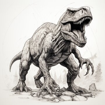 Pencil sketch danger animal dinosaur standing image Generative AI