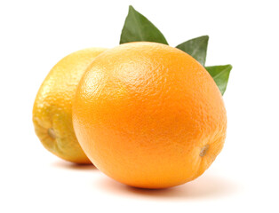 Orange fruit on the white background 
