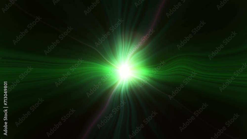 Poster cosmic energy glowing lines rotate with wave energy. optical lens flare effect. seamless loop. .